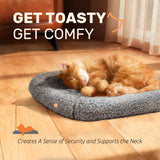 Mora Pets Self Warming Cat Bed Self Heating Pet Pad with Bolster and Foam Washable Removable Cover Non Slip Thermal Sherpa Fabric Pet Mat Grey 20 Inch