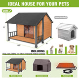 GUTINNEEN Large Dog House with Insulated Liner for Winter Outdoor Dog Cage with All-Around Iron Frame Dog Kennel for Small & Medium & Large Dogs,Insulation