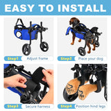 Dog Wheelchair for Back Legs – Adjustable Height/Length/Width, Sturdy Wheelchair with All-Terrain Shock-Absorbing Wheels, Mobility Support for Injured or Disabled Small & Medium Dogs & Cats, Blue (S)