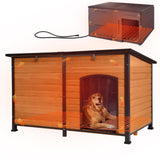 GUTINNEEN Extra Large Heated Dog House Insulated Dog Kennel Winter Shelter with Safe Thermostat-Controlled Heating Pad, Chew-Proof Metal Frame, 6-Sided Thermal Liner for Large Dog Breeds (Brown)