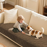 Turquoize Couch Cover for Dogs Washable Non Slip Protector Covers for 2-3 Cushion Couch Sofa Pet Friendly Chenille Quilted Thick Soft Sofa Slipcover Furniture Protector for Pet, 36 x 63Inch, Brown