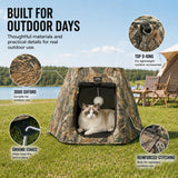 Portable Assembly-Free Cat Pop Up Tent, Ventilation Outdoor Indoor Cat House with Detachable Toy Ball, Sunshade Camping Pet Tent for Cats with Non-Slip Cushion Up to 15LB