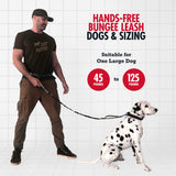 Tuff Pupper Heavy Duty Hands Free Dog Leash | One Large Dog Up to 125 lbs | Comfortable Shock Absorbing Bungee | Reflective Padded Handles | Lumbar Waist Belt 26-38" | Walking Jogging Running Leash
