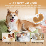 Pet Steam Brush for Dog & Cat – 3-in-1 Spray Hair Removal Comb for Shedding & Grooming, Softens Fur & Reduces Static – Water Brush for Long & Short Coats, Bath-Hating Pets, Includes Waterless Shampoo