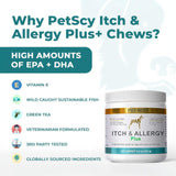 PetScy Itch & Allergy Plus Dog Allergy Chews for Itchy Skin, Ears & Paws