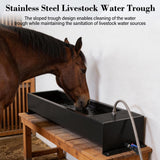 Domivans Animal Drinking Water Bowl - Stainless Steel Livestock Water Trough with Drain Hole, Automatic Waterer Filling Feeder for Cattle Pigs Sheep Horses Dogs, 47.2"*12.4"*5.3", 12 Gallons