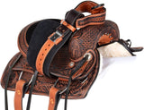 FEED N CARE Western Leather Horse Saddle Comfy Horse Seat Ranch Roping Saddle Tree Trail Racing Hand Tooled Comfort Barrel Tack Size 10 to 18 Inch Seat (Dark-Antique, 17" Inch)