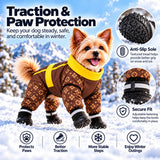 Dog Snowsuit with Attached Boots, Full Body Winter Coat for Dogs