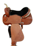 Western Saddle Trail Horse Pleasure Barrel Racing Tooled Leather Cowboy Rodeo Saddles 15 16 17 18 (16 Inches, Cross Tooled)