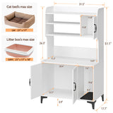 GOCAPTAIN Hidden Cat Box Enclosure with Shelf Storage, Sturdy Wood Cat Washroom Furniture, White
