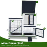 Bunny Hutch Indoor Rabbit Cage Outdoor 2-Story Rabbit House with Urine Guards and 2 Removable Tray for Small Animals