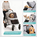 Dec-Mec Pet Stroller with Ramp for Large Dog up to 132lbs Portable&Foldable