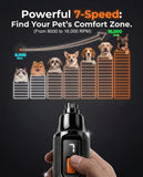 Quiet X 20dB Whisper-Quiet Dog Nail Grinder, No Vibration, 16000 RPM Constant Power Dog Nail Trimmer, Dual LED Lights, 7-Speed, Soothing Low Frequency Sound, for Small Medium Large Dogs