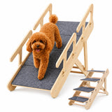 2-in-1 Dog Ramp for Bed and Couch, Wooden Pet Stairs for Small and Medium Dogs and Cats, 25.2" Foldable Pet Steps with 2 Adjustable Heights, Anti-Slip Felt Surface, Side Rails