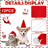 Frienda 12 Pieces Dog Santa Hat PET Christmas Hat Soft Plush Cat Hat Pet Costumes for Small Dog Cat Puppy Christmas Supplies (Vibrant Pattern)