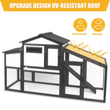 PetsCosset Chicken Coop Wooden, Backyard Hen House Indoor Outdoor for 2-3 Chickens, 2 Story Poultry Cage Chicken Coop and Run, Nesting Box, Pull Out Trays, for Small Animals Duck Rabbit Hen