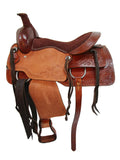 Western Saddle Trail Pleasure Horse Saddles Rodeo Cowboy Floral Tooled Leather Tack Set 15 16 17 18 (Corners Tooled, 17 Inches)