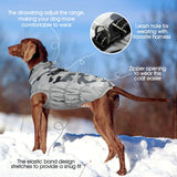FUAMEY Dog Coat for Large Dogs,Waterproof Dog Winter Jacket with Harness Built in Puppy Cold Weather Coats Reflective Pet Vest with Zipper Warm Fleece Dogs Snowsuit Windproof Grey Camo XXXL