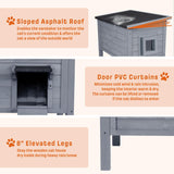 BRIOPAWS Dual Insulated Outdoor Cat House | Weatherproof | Feral Cat Shelter for Winter | Escape Door | Foldable Ramp | Large Wooden Pet Houses for Multiple Cats | Grey