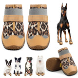 Dog Shoes for Large Dogs, Medium Dog Boots & Paw Protectors for Hardwood Floors, Outdoor Dog Booties for Hot Pavement Winter Snow Hiking, Waterproof Dog Shoes with Reflective Strips Size 4