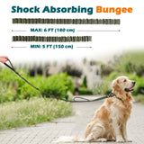 PetBonus Heavy Duty Tactical Dog Leash, 5 FT Bungee Shock Absorption Leash with 2 Padded Handles, Quick Release Metal Clip, Car Seatbelt, No Pull Training Lead for Large Medium Dogs（Army Green）
