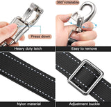 MIYABALA Cross Ties for Horse,Heavy Duty Nylon Horse Trailer Tie with Strong Panic Snap and Bull Snap,Adjustable from 45.2" to 78.7" Hanging Strap with 2 Pcs Tie Rings and Screws