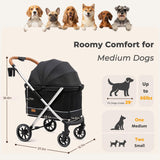 Dog Stroller for Medium and Small Dogs, Lightweight Aluminum, Up to 66 lbs