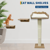 GarveeLife Cat Window Perch with Tall Scratching Posts and 2 Platforms, 40 in Sisal Climbing Tree Hammmock with Suction Cups, 2 Install Ways, Cats Window Bed with Removable Cushion