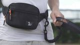 Retractable Hands Free Dog Leash with Zipper Storage Pouch - 3-Piece Bungee Running, Walking & Hiking Leash with Waist Belt - Release Clip, One Button Lock - Reflective Stitching for Medium Large Dogs