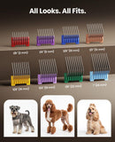 oneisall Dog Clippers for Grooming Thick Hair, Professional 9000RPM 5 Speed with 5 in 1 DLC Blade, 280min Cordless, Low Noise Dog Grooming Kit with 8 Metal Combs Carring Case for Dogs Cats Pet