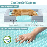 COZY KISS Cooling Dog Bed for Extra Large Dogs 44x32 inch, Q-Max >0.4 Summer Cool Orthopedic Foam Pet Sofa Bed with Sides, XL Size Bolster Anti-Slip Couch with Washable Removable Cover, Blue