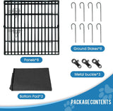 Dog Pen Pet Playpen Dog Fence Indoor Foldable Metal Wire Exercise Puppy Play Yard Pet Enclosure Indoor Outdoor 8 Panels 24 Inch with Bottom Pad (Bottom Cover Fence with Printing)