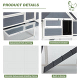AECOJOY 84” Large Chicken Coop, Outdoor Wooden Hen House Poultry Cage Multi-Level Hutch w/ 2 Nesting Boxes, Ramps, Run, Wire Fence, Removable Tray for Easy Cleaning