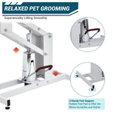 CuisinSmart Hydraulic Dog Grooming Table 43.3'' Large Pet Grooming Table for Dogs, Max Load 350Lbs, 22"-39" Adjustable Height, Non-Slip PVC Top Salon-Grade Dog Groomings Station
