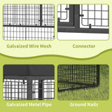 Petony 236" x 118" Outdoor Dog Kennel Steel Ideal Dog Fence for Medium/Small Dogs Anti-Rust Coating Cage with Roof All Weather Resistant Dog House with Double Locks