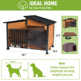 GUTINNEEN Large Heated Dog House Outdoor Insulated Dog Kennel Weatherproof with Safe Heating Pad, Chew-Proof Metal Frame, Rotatable Spill-Proof Bowl for Large Dog Breeds, 39.7" L x 25.5" W x32.2 H