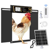 Large Automatic Chicken Coop Door Solar Powered, Charge with 7W Solar Panel Auto Chicken Door, Aluminum Electric Poultry Door with Time & Light Sensor, Remote Control