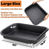 Tlence 3 Pack Low Entry Cat Litter Box, 23" Open Top Pet Litter Pan for Kitten, Extra Large Senior Cat Travel Toilet, Shallow Potty Tray Boxes for Indoor Outdoor Frail Handicap Disabled Elderly Cats