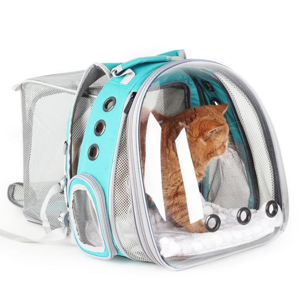 Lollimeow Cat Carrier Backpack, Bubble Dual Expandable Backpack Carrier, Pets and Small Dogs,Airline-Approved, Designed for Travel, Hiking, Walking & Outdoor Use (Dual Expandable-Green)
