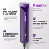FuzzyFix AmpFix Professional Dog Grooming Clippers - 2 Detachable Blade 8 Metal Combs, 2-Speed Heavy-Duty Motor, 10ft Cord, Anti-Slip Shatter-Proof Housing for Pet All Coats