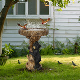 Hamiedun 23.6”Tall Resin fiber Outdoor Bird Baths for Garden - Standing Birdbath, Woodland Tree Trunk Decoration Yard Statue，Pedestal Birdbaths, Garden, Patio, Lawn, Backyard (24inch)