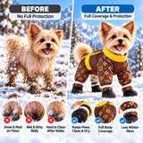 Dog Snowsuit with Attached Boots, Full Body Winter Coat for Dogs