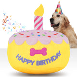 FurtasticFinds Dog Birthday Cake Toy 5.9", Larger Plush Dog Gift with Electronic Music Box, Plays Happy Birthday Song & Puppy Bark Melody, Party Decoration for All Breeds Dogs, Pink