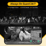 Automatic Chicken Coop Door Solar Powered with 2K Camera & Night Vision, IP65 Wireless Auto Door Opener, 6-Month Battery, APP Control, 2-Way Audio, Anti-Pinch Design (Black)