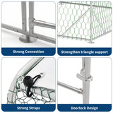 Garvee Large Metal Chicken Coop 6.5 ft Metal Chicken Run with Waterproof UV Resistant Cover & Double Doors, Walk-in Poultry Coop for Yard