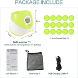 MEKAPLE Automatic Dog Ball Launcher, Dog Ball Thrower Machine with 10-30Ft 3 Launching Distance, Interactive Toys for Small Dogs Indoor & Outdoor with 15 Mini Tennis Balls-2 Inch Light Green