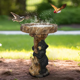 Hamiedun 23.6”Tall Resin fiber Outdoor Bird Baths for Garden - Standing Birdbath, Woodland Tree Trunk Decoration Yard Statue，Pedestal Birdbaths, Garden, Patio, Lawn, Backyard (24inch)