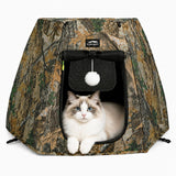 Portable Assembly-Free Cat Pop Up Tent, Ventilation Outdoor Indoor Cat House with Detachable Toy Ball, Sunshade Camping Pet Tent for Cats with Non-Slip Cushion Up to 15LB