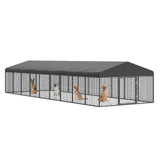 Petony 354" x 118" Large Outdoor Dog Enclosure,Heavy Duty Dog Cage with Roof,Galvanized Steel Dog Kennel Fence with Double Safety Locks