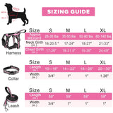 WINSEE Pet Harness Collar and Leash Set, All-in-one Reflective Dog Harness No Pull with Adjustable Buckles for Puppies, Small, Medium, Large, and Extra-Large Dogs (Large, Pink)